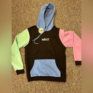 Warren James LLC Hoodie MOIST Word Embroidered Blue Black Purple Size Large